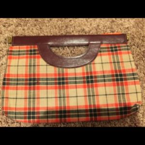 Vintage plaid clutch wig tags